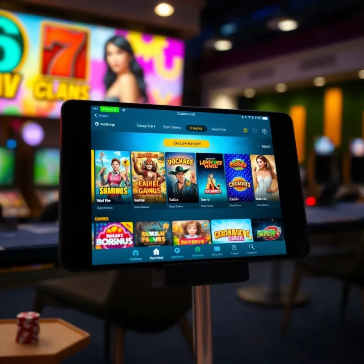 Diverse selection of online casino games displayed on a digital device screen