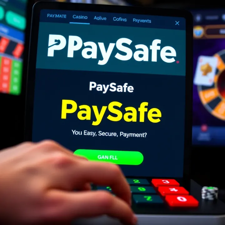 Secure online casino transaction interface featuring PaySafe payment option