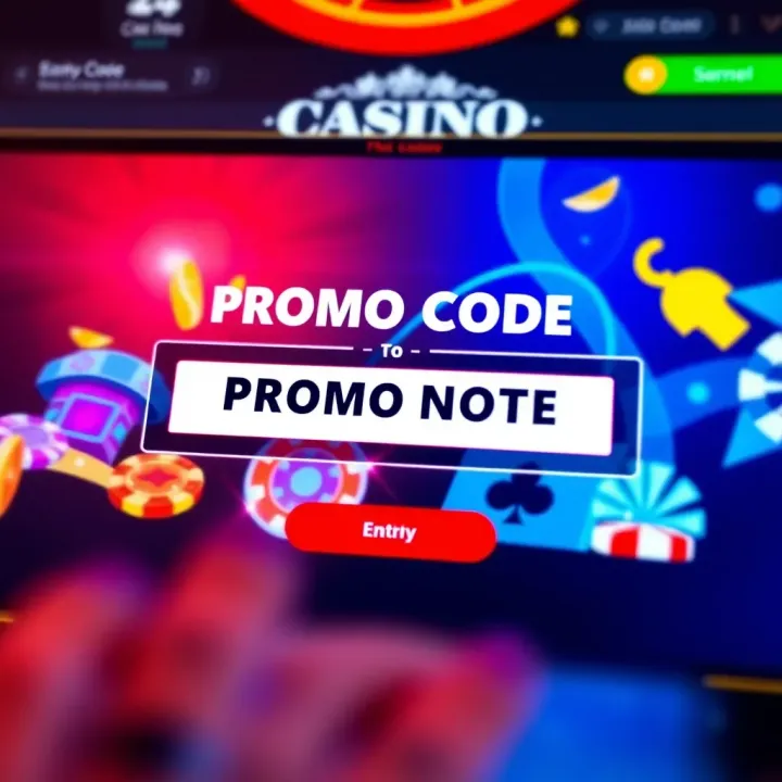 Digital Casino Interface Featuring Promo Code Entry Field Illustration of a digital casino interface showcasing the entry box for a promo code on a vibrant gaming website layout