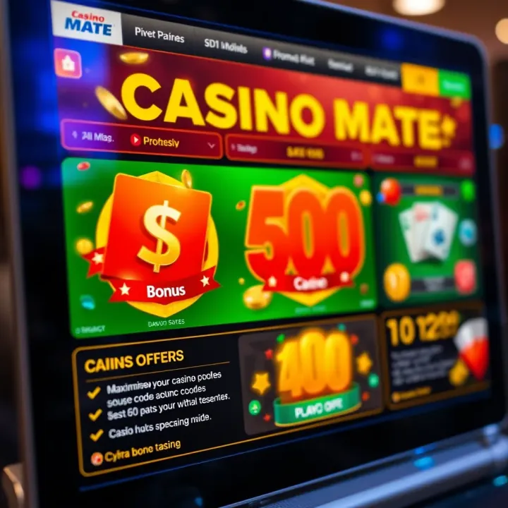 Detailed view of a digital casino bonus screen displaying promotional offers and codes