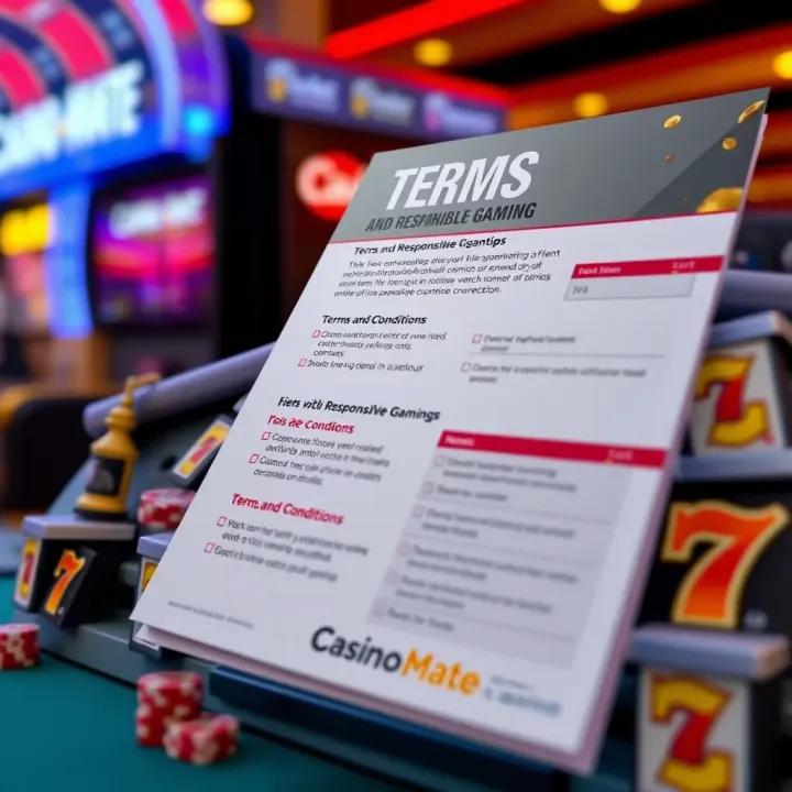 Graphic showing responsible gaming concepts with terms and conditions checklist