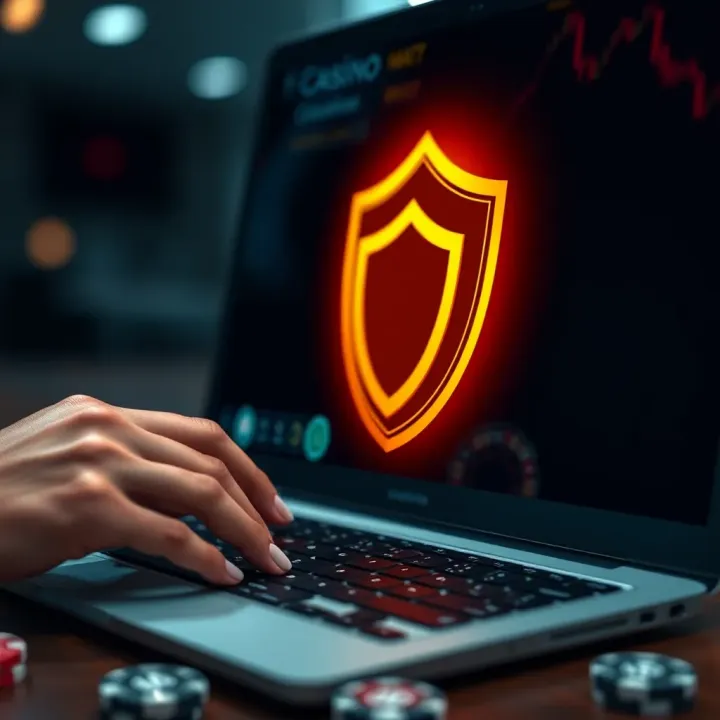 Secure online transaction with shield symbol emphasizing safe casino withdrawals
