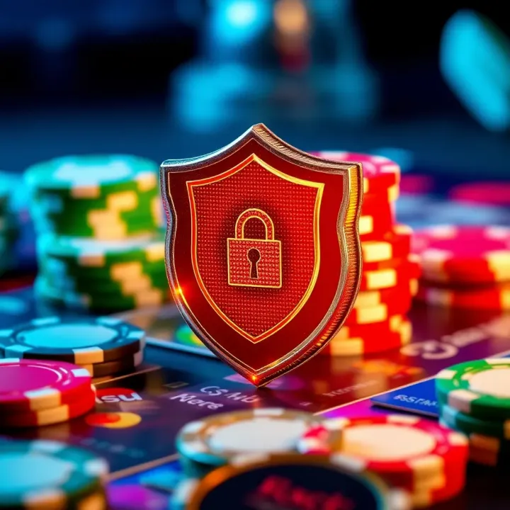Advanced Security and Payment Options at Casino Mate and Sister Casino Digital security shield icon over a background of casino chips and credit cards