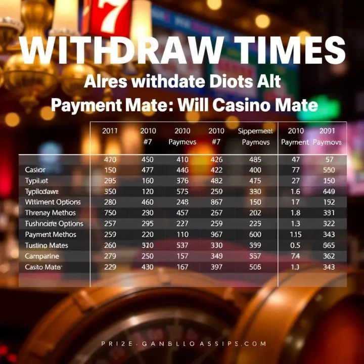 Chart showing typical withdrawal timeframes for different Casino Mate payment options