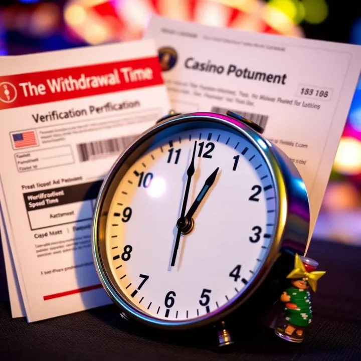 Verification and Factors Influencing Withdrawal Speed at Casino Mate Graphic depicting verification documents and a clock symbolizing withdrawal processing times