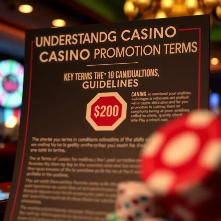 Graphic showing key terms and conditions for casino promotions with a safe gambling symbol