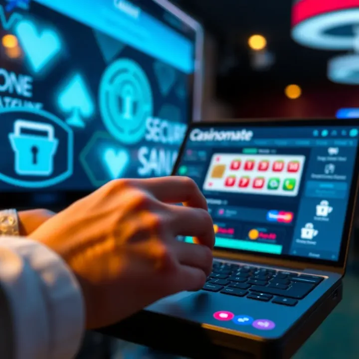 Casinomate's Secure Payment Options and Responsive Customer Support Secure online transaction with digital security symbols and payment icons
