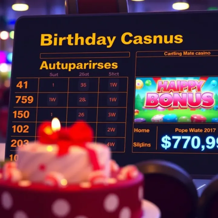 Comparison chart showing different Australian casino birthday bonuses
