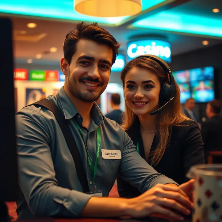 Customer support representative assisting with Casino Mate enquiries