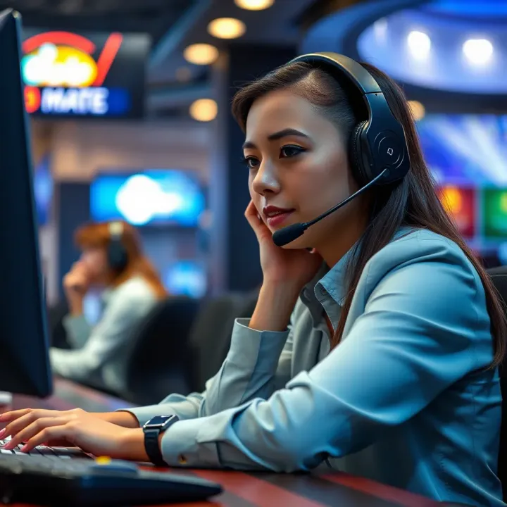 Customer support representative assisting a caller with casino inquiries