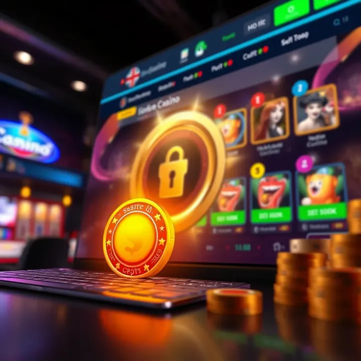 Secure Online Casino Platform for Real Money Pokies Illustration of secure online casino website with certification and real money transaction icons