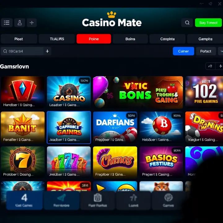 User interface showcasing the variety of games available on Casino-Mate desktop platform