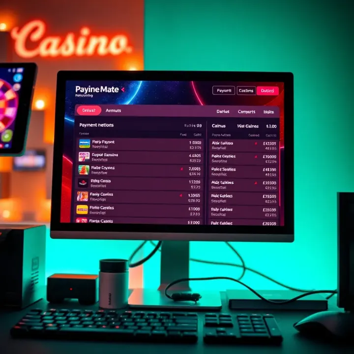 Desktop computer screen displaying payment options on Casino-Mate platform