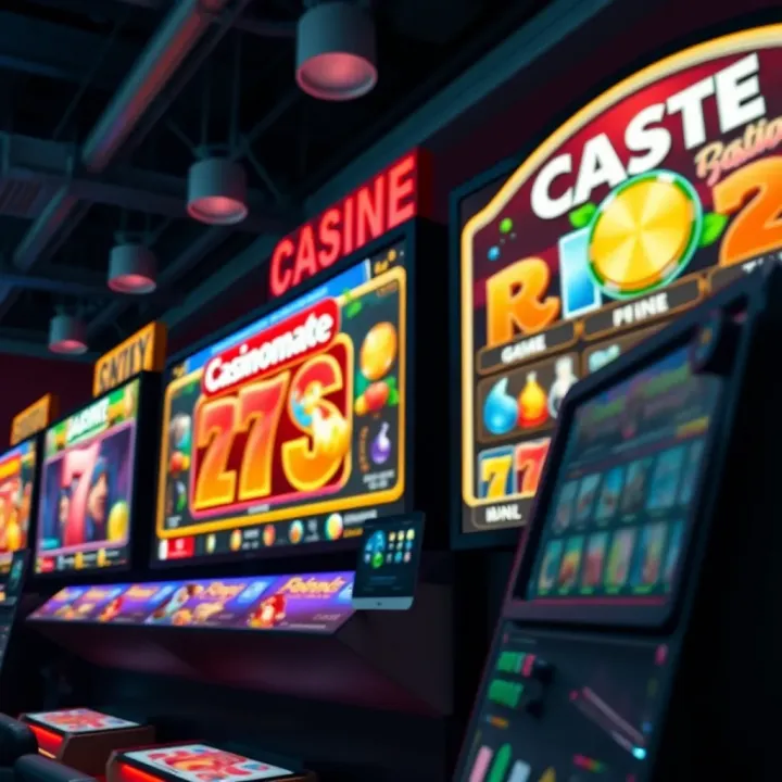 Colorful display of Casinomate's diverse game selection and bonus offers on user-friendly platform