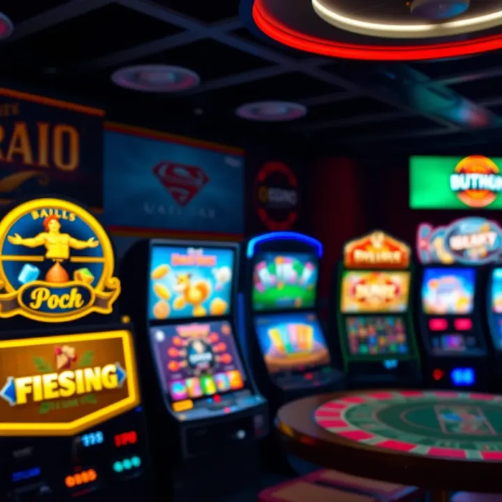 Variety of online casino game icons representing popular pokies and table games