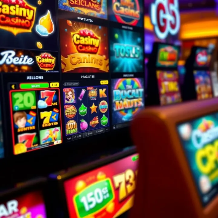 Colorful online casino interface displaying various slot games and vibrant icons