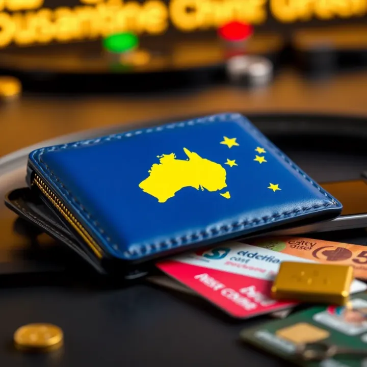Digital wallet and Australian currency symbols representing multiple payment options