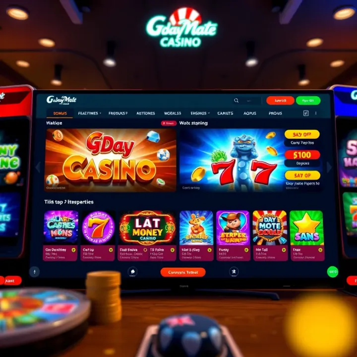 Online casino homepage displaying a variety of colorful slot games and a welcoming interface for Australian players