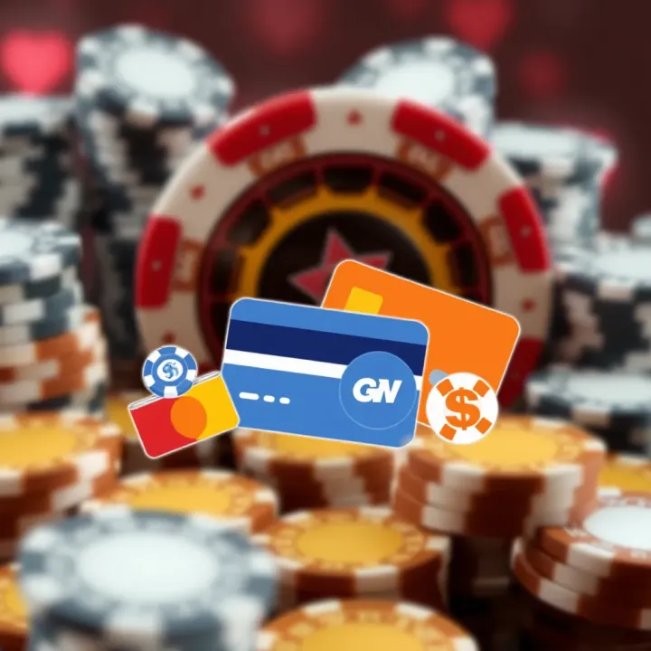 Illustration of digital payment options including credit card and e-wallet icons against a backdrop of casino chips