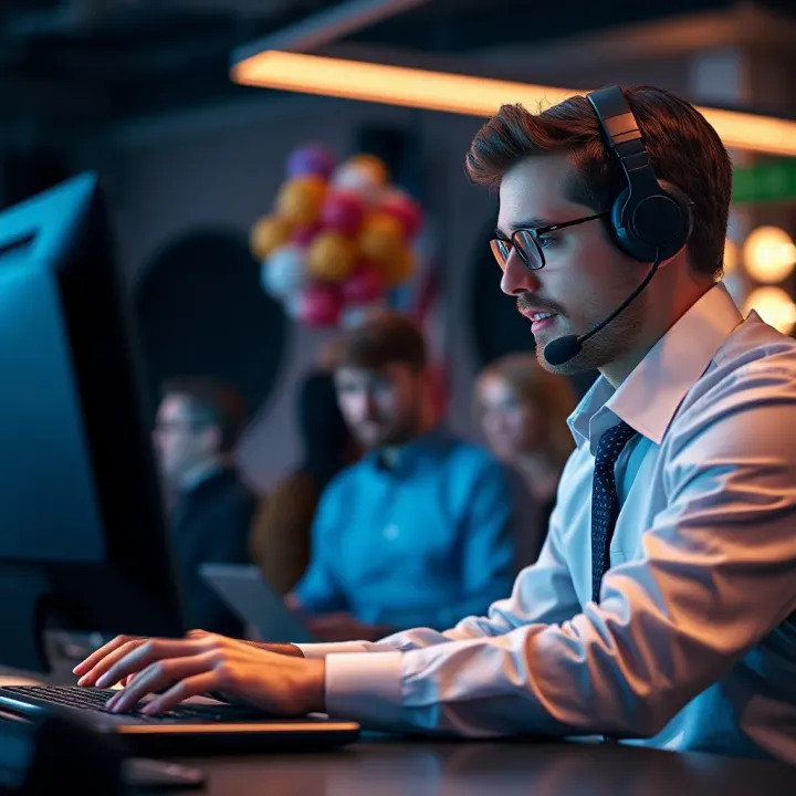 Illustration of a customer support agent assisting a player through online chat
