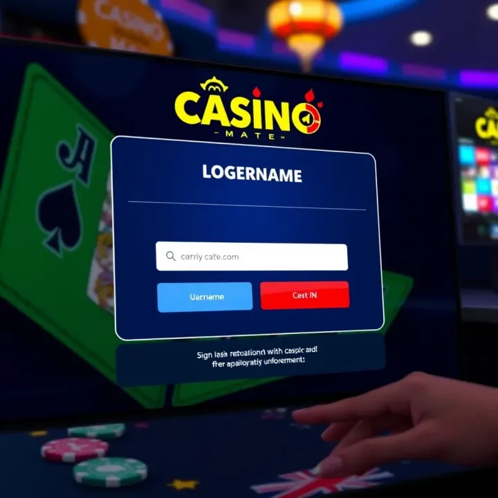 Online casino login screen with username and password fields
