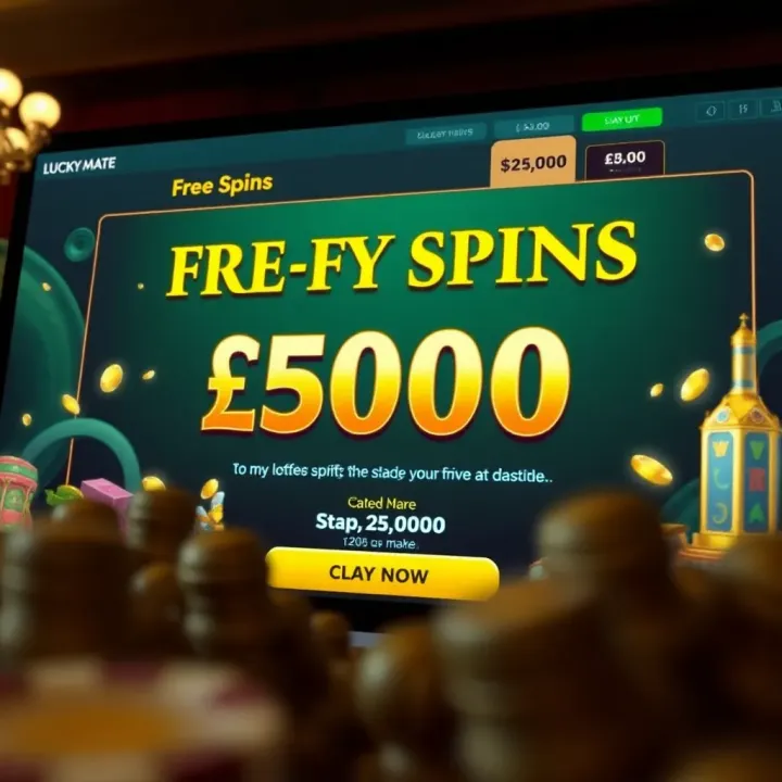Lucky Mate Casino interface showing free spins bonus activation