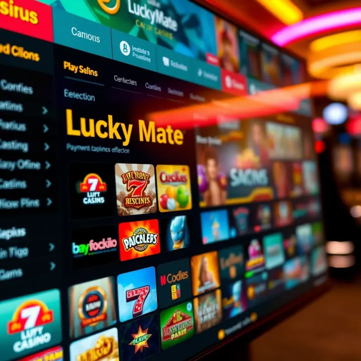 Variety of online casino games displayed on a screen with secure payment icons