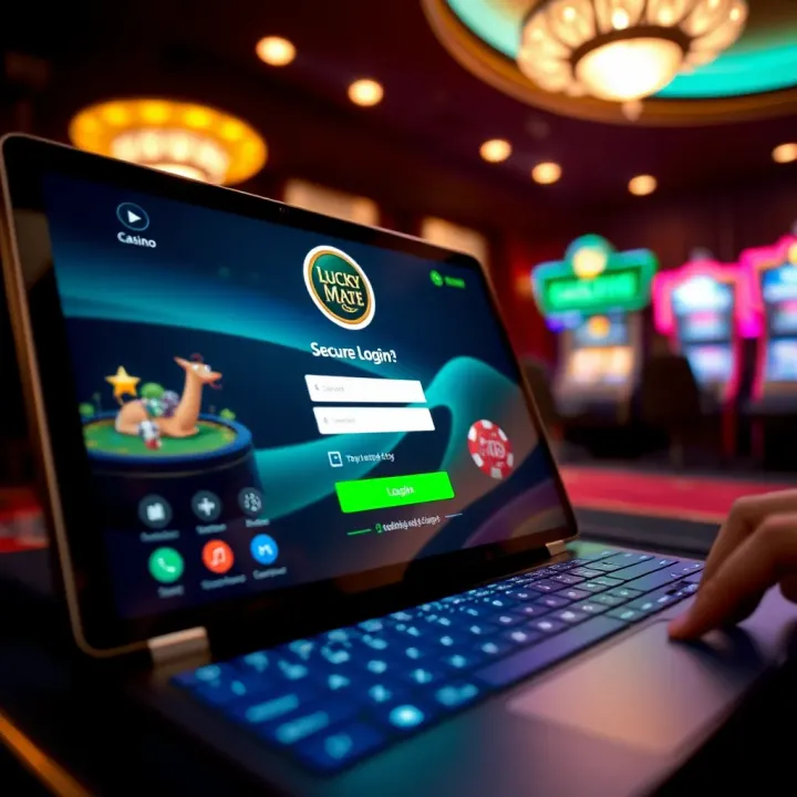 Lucky Mate Casino Secure Login Screen Secure login interface of Lucky Mate Casino on a digital device