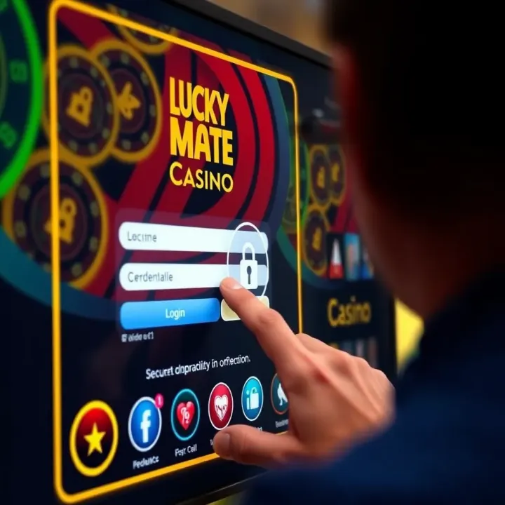 User entering credentials on a casino login screen with a secure connection symbol