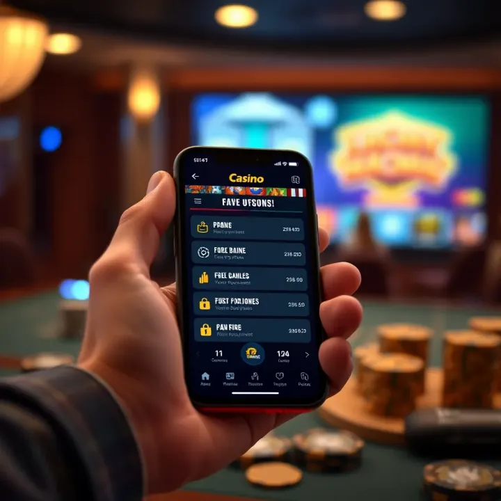Mobile phone displaying casino app interface with secure payment options