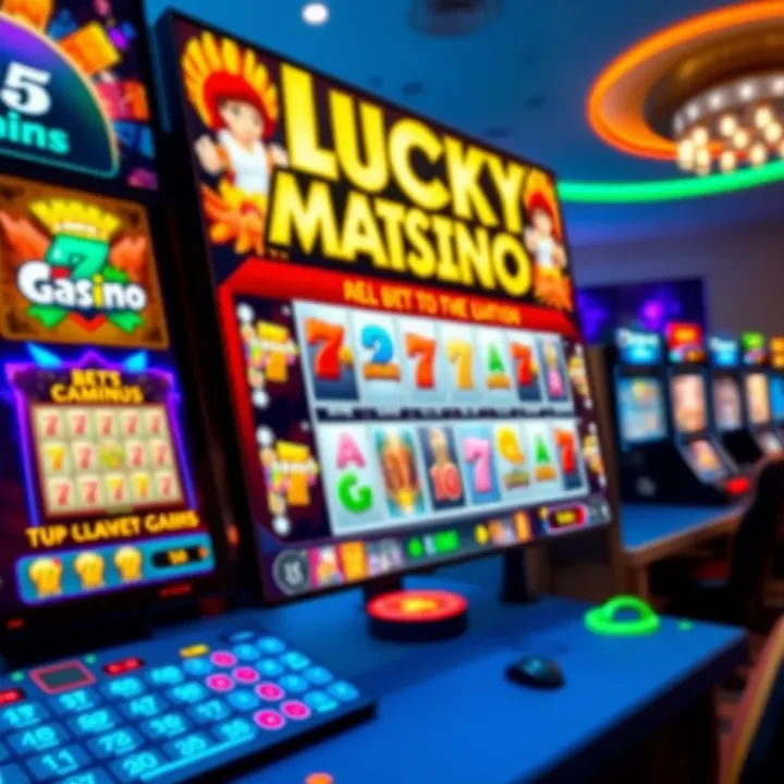 Lucky Mate Casino Online Gaming Interface Colorful online casino interface showcasing a variety of slot games and betting options