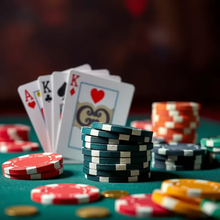 Colorful casino chips and playing cards representing winning opportunities