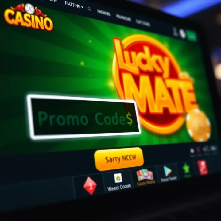 Screenshot showing Lucky Mate Casino promo code entry field on the website interface