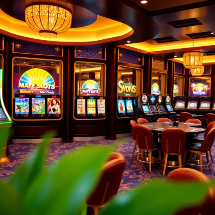 Screenshot showcasing the main game lobby of Mate Slots online casino with various slot games displayed