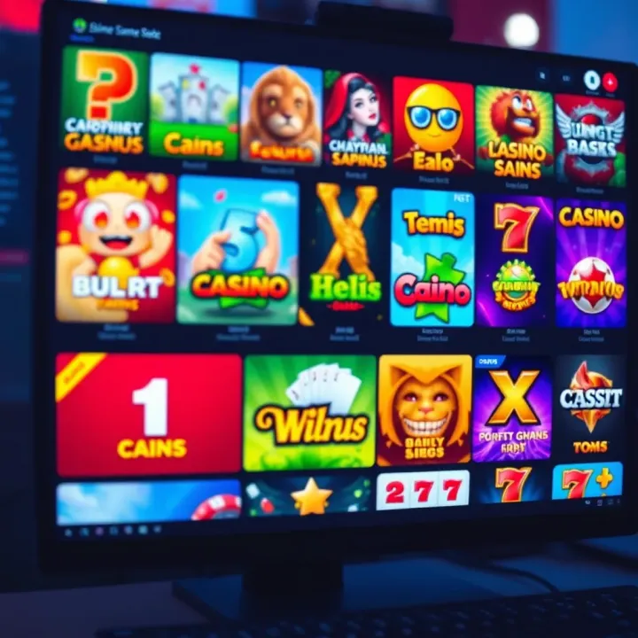 Colorful assortment of online casino games displayed on a computer screen