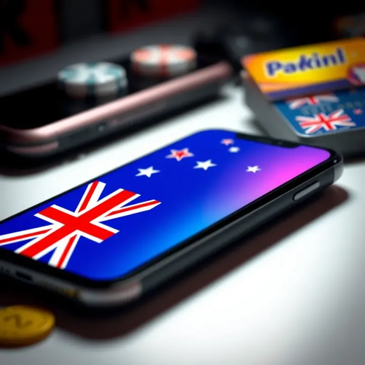 Secure digital payment options on a mobile device with Australian flag