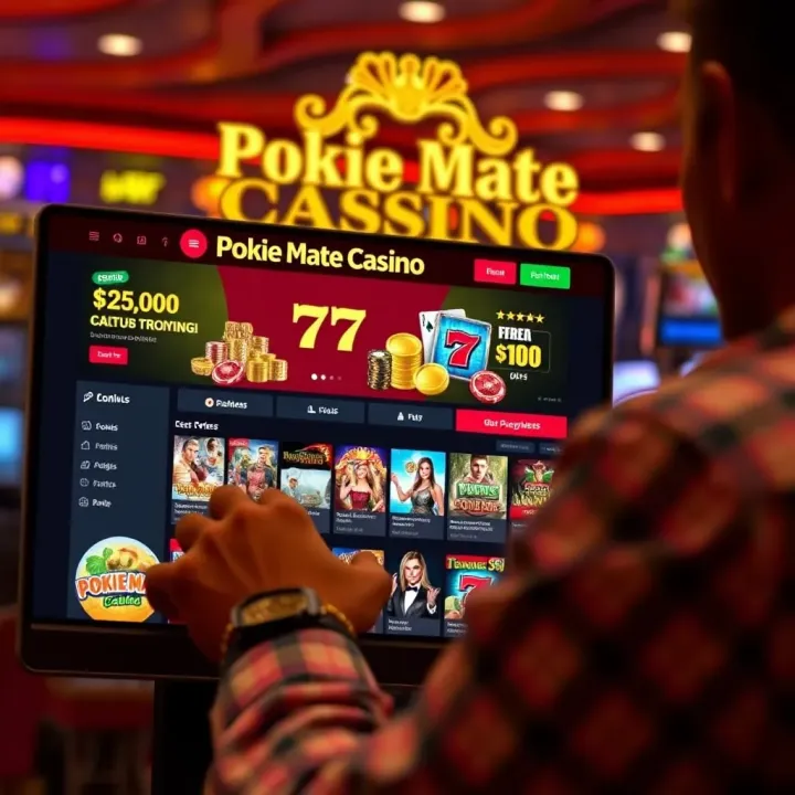 User browsing bonus offers and payment options on Pokie Mate Casino website