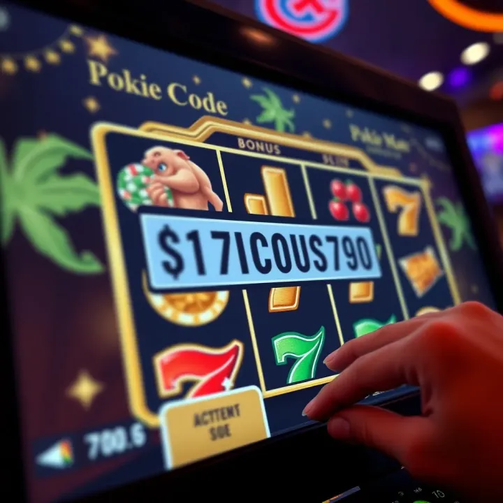 Digital representation of a casino bonus code being activated on an online slot interface
