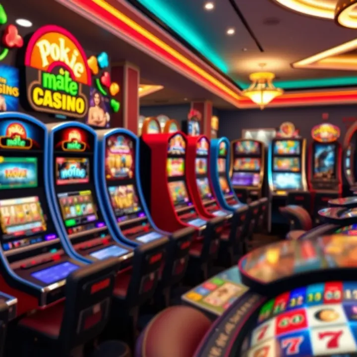 Colorful online casino game selection with slot machines and card games