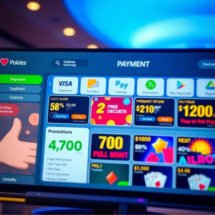 User-friendly casino dashboard showing payment options and promotional offers for Australian players