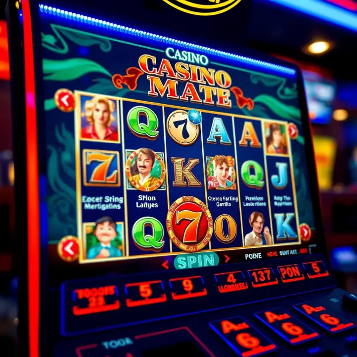 Casino Mate online slot interface showing bonus features and payout options