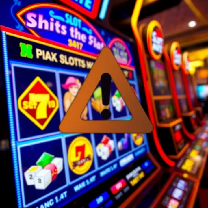 Warning symbol over a digital slot game interface representing risks of hacks
