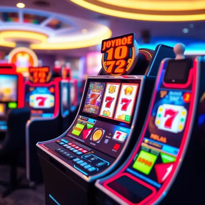 Digital Slot Machine Gameplay on Online Casino Illustration representing online slot machine gameplay with digital interface and colorful symbols