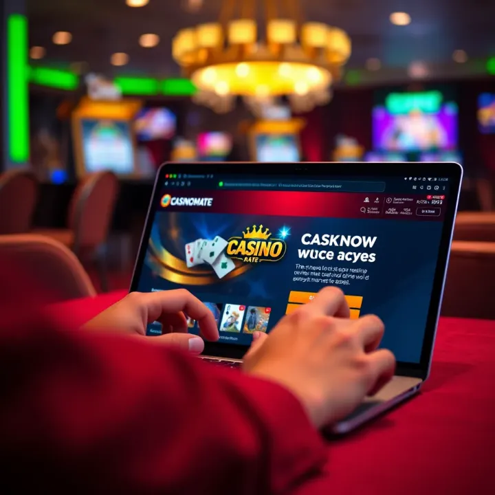 User navigating through Casino Mate website on a laptop to troubleshoot access issues