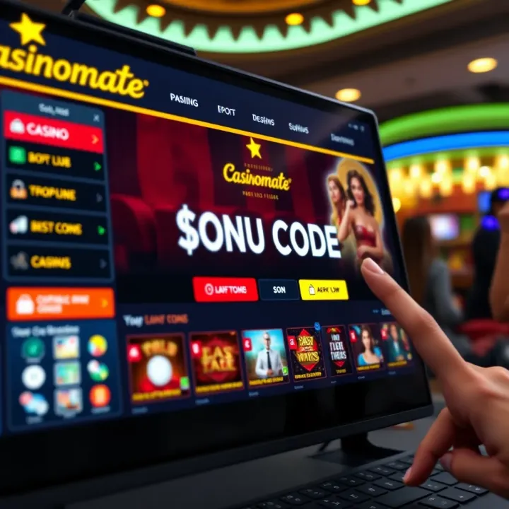 Online casino interface showing bonus code entry and promotional offers