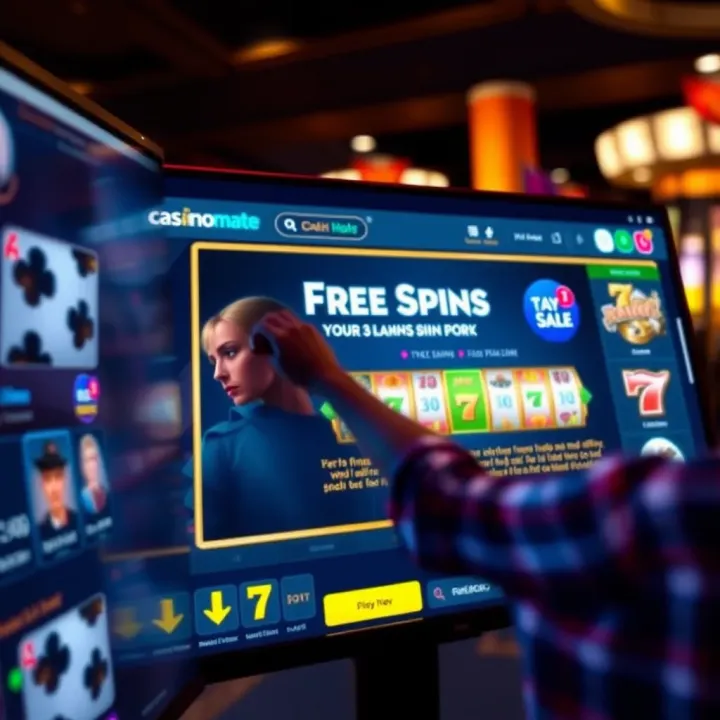 Claiming and Using Free Spins on Casino Mate's Sunday Promotion Digital interface showing a player claiming free spins offer on a gaming platform