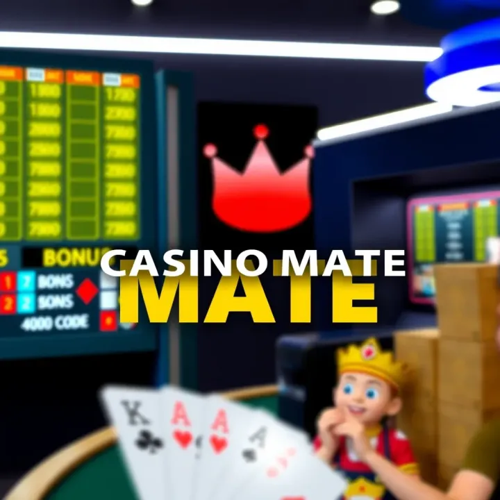Illustration of Casino Mate logo alongside digital bonus code symbols