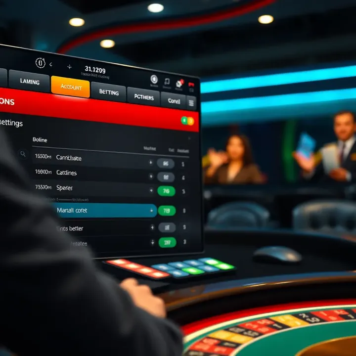 User navigating the Casino Mate platform interface showing account settings and betting options