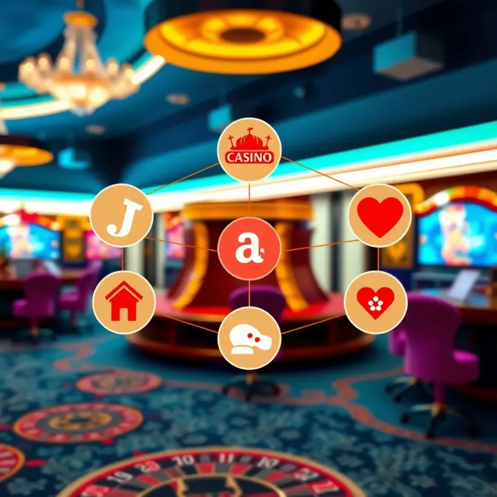 Illustration showing interconnected casino platforms representing shared ownership and brand relationships