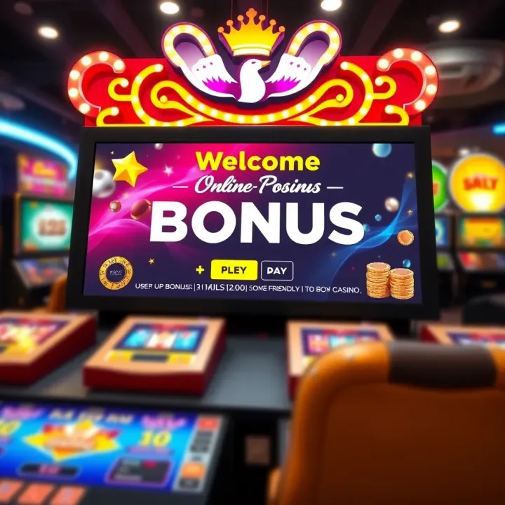 Bright digital interface showing a welcome bonus offer and user-friendly navigation